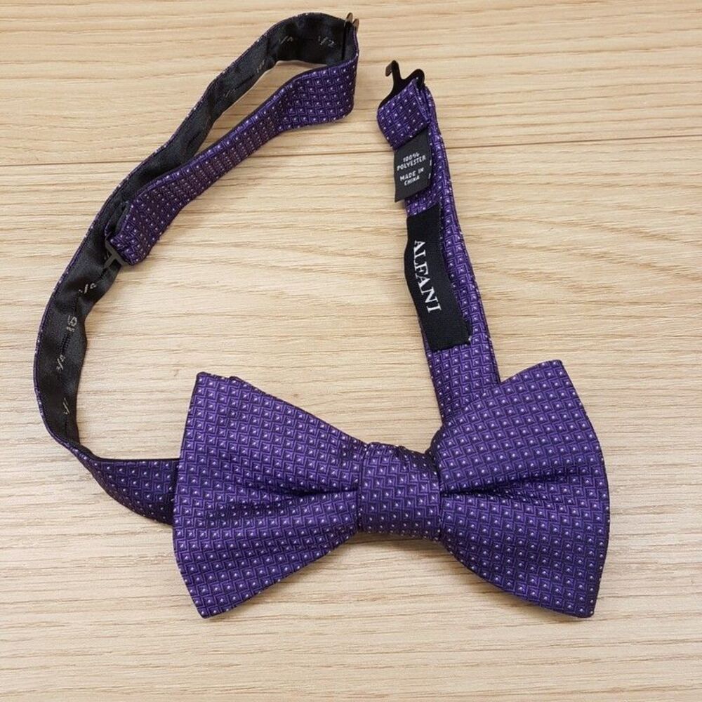 ALFANI Bow Tie Tan Purple Plum Geo Textured Geometric Pre-Tied